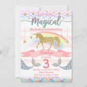 Mermaid Unicorn Birthday Party Invitation Invite (Front)