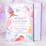 Mermaid & Unicorn Birthday Party Invitation Under<br><div class="desc">Mermaid & Unicorn Birthday Party Invitation 2 names, 2 sisters Under Mermaid & Unicorn Birthday Party Invitation Under Mermaid Unicorn Magical Day Birthday Party Invitation Under Mermaid Birthday Party Invitation Under The Sea Birthday Party Mermaid Party Pool Magical party, Mermaid All products in this store are copyright SpaceBeeFunParty © All...</div>