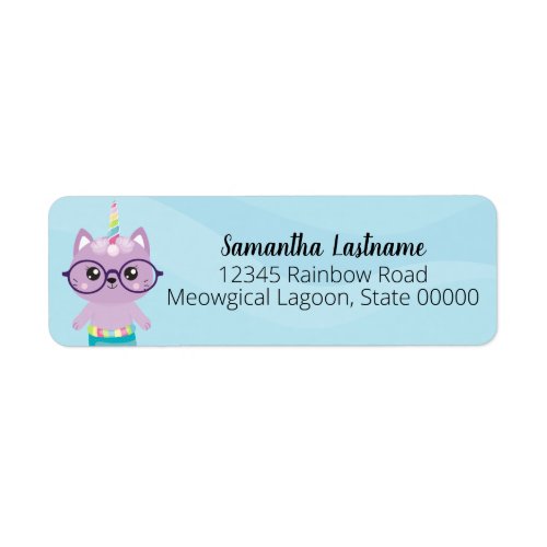 Mermaid Unicorn Cat Rainbow Return Address Label