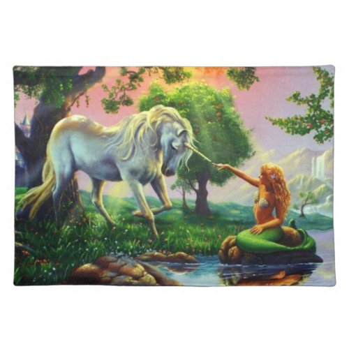 mermaid  unicorn cloth placemat