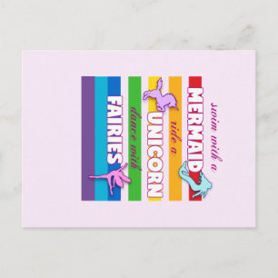 Mermaid, Unicorn, Fairies Gift. Cute Saying. Postcard