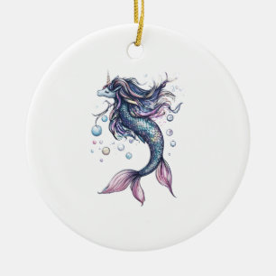 Mermaid Unicorn Hybrid (1) Ceramic Ornament