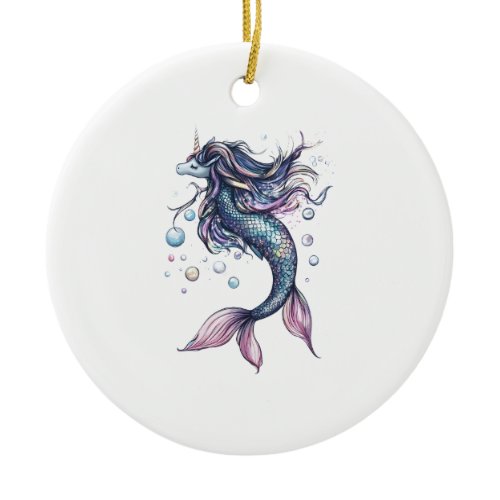 Mermaid Unicorn Hybrid (1) Ceramic Ornament