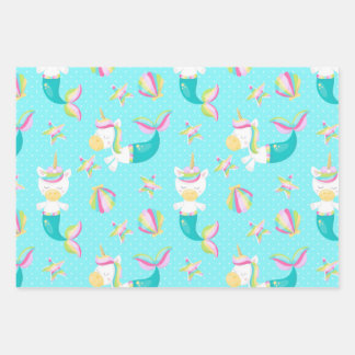 Mermaid Unicorn Kid's Wrapping Paper Sheets