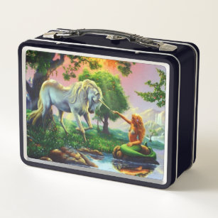 mermaid & unicorn metal lunch box