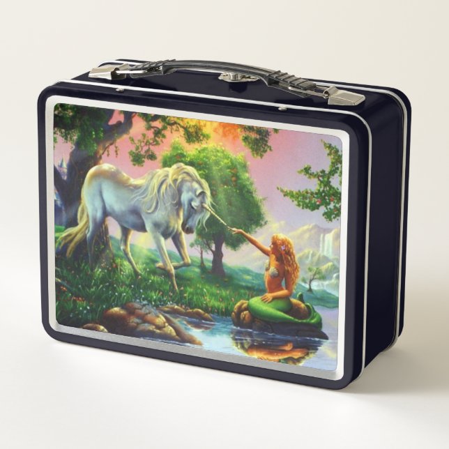 mermaid & unicorn metal lunch box (Back)