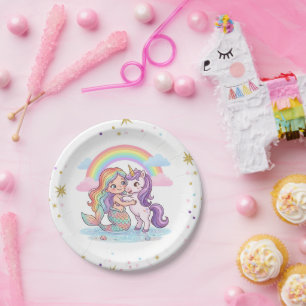 Mermaid Unicorn Paper Party Plate