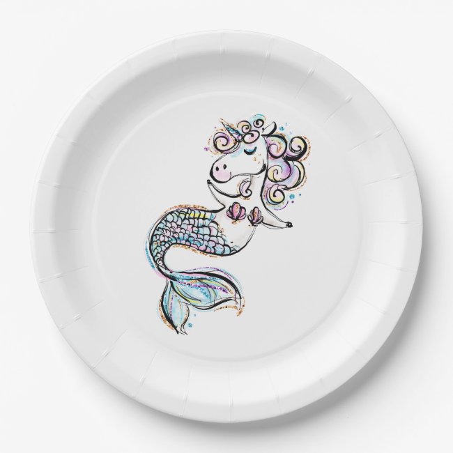 Mermaid Unicorn Paper Plate