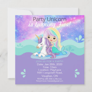 Mermaid + Unicorn Party Invitation