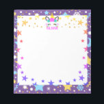 Mermaid Unicorn Personalized Kids Notepad<br><div class="desc">This cute mermaid unicorn face name notepad for kids can be personalized using the online tools. Design features pink,  purple,  teal stars and flowers,  with a touch of faux glitter.</div>