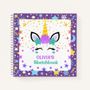 Mermaid Unicorn Personalized Kids Sketchbook Notebook