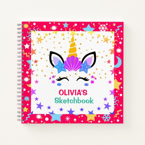 Mermaid Unicorn Personalized Kids Sketchbook Notebook