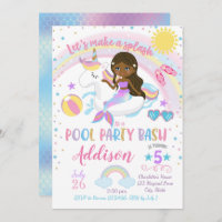 Mermaid Unicorn Pool Party Birthday Invitation