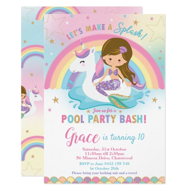 Mermaid Pool Party Invitations | Zazzle