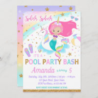 Mermaid & Unicorn Pool Party Invitation