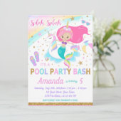 Mermaid & Unicorn Pool Party Invitation (Standing Front)