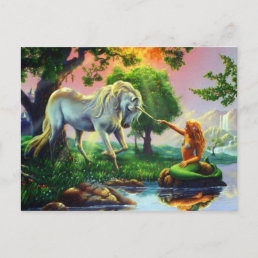 mermaid &amp; unicorn postcard
