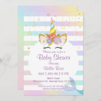 Mermaid Unicorn Rainbow Baby Shower Cards