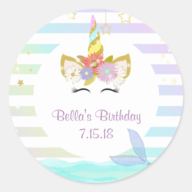 Mermaid Unicorn Stickers (Front)