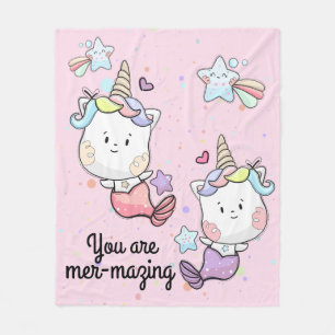 Mermaid Unicorns Magical You Are Mermazing Girls Fleece Blanket