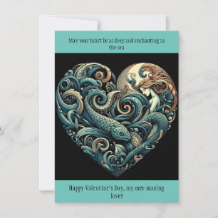 Mermaid Valentine Flat Note Card