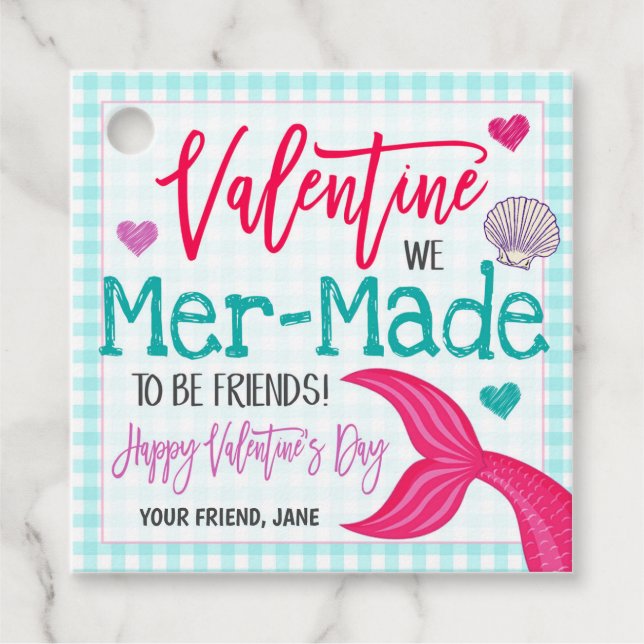 Mermaid Valentine Gift Tag (Front)