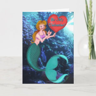 Mermaid Valentine Holiday Card