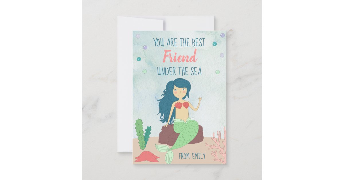 Mermaid Valentines Day Card for Kids Under The Sea | Zazzle