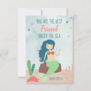 Mermaid Valentines Day Card for Kids Under The Sea