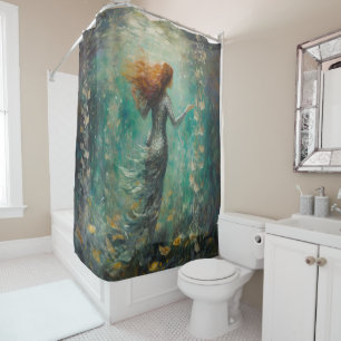 Mermaid Van Gogh Style Shower Curtain