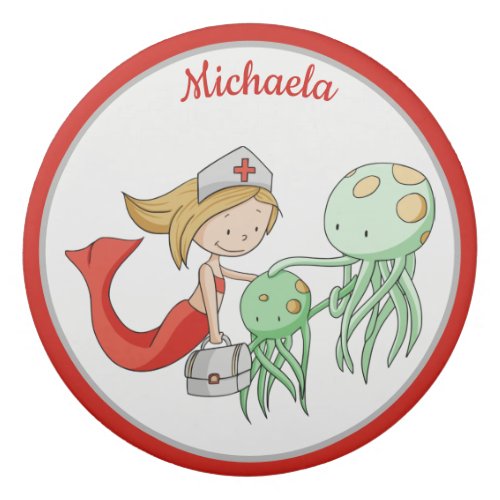 Mermaid Veterinarian with Octopuses Personalized Eraser
