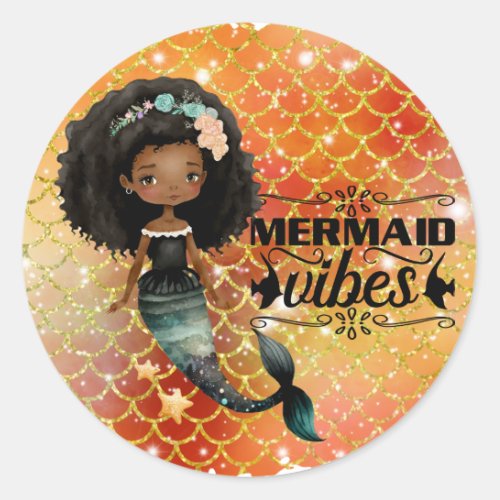 Mermaid Vibes Classic Round Sticker