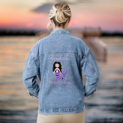 Mermaid Vibes Pink and Purple Beach Inspired Denim Jacket