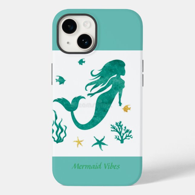  Mermaid Vibes White and Teal  Case-Mate iPhone Ca Case (Back)