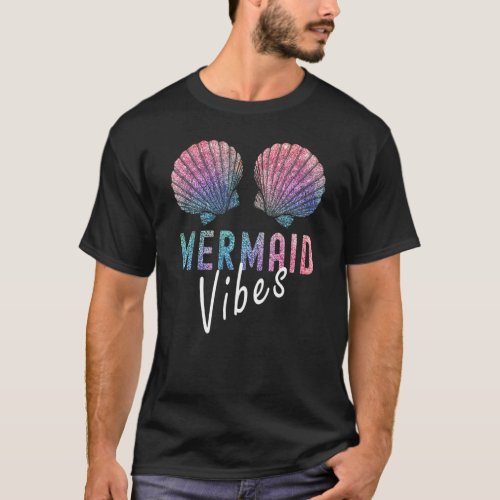 Mermaid Vibes Womens Seashell Bra Sea Shell Party  T_Shirt