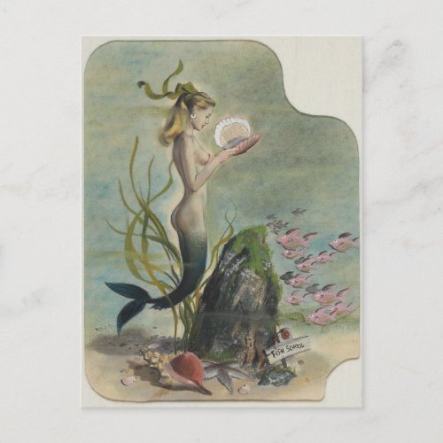 Mermaid Vintage Art Postcard