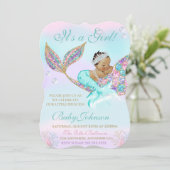 Mermaid Vintage  Baby SHower Glitter Tail Invitation (Standing Front)