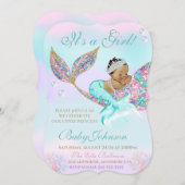 Mermaid Vintage  Baby SHower Glitter Tail Invitation (Front/Back)