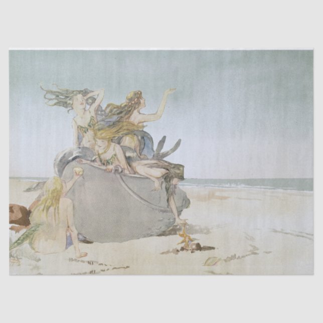 Mermaid Vintage Beach Starfish Ocean Decoupage  Tissue Paper (Front)