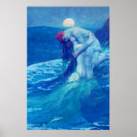 Mermaid Vintage Blue 2 Poster at Zazzle