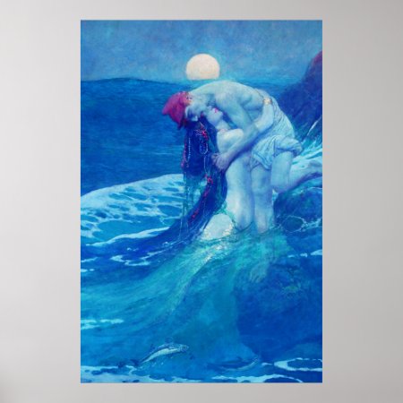 Mermaid Vintage Blue 2 Poster
