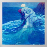 Mermaid Vintage Blue 2 Poster at Zazzle