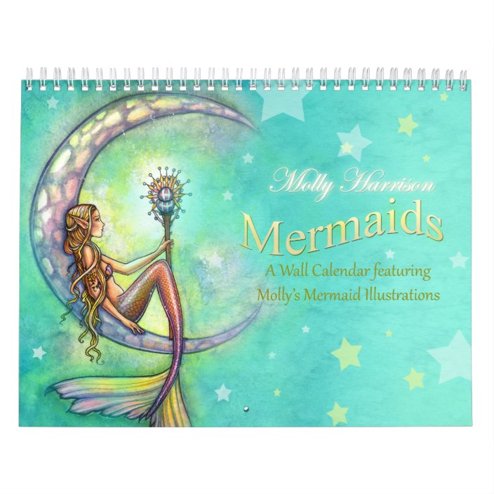 Mermaid Wall Calendar By Molly Harrison Zazzle Com mermaid wall calendar 2021