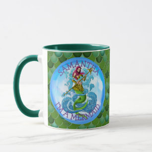 Mermaid Warrior Green I'M A MERMAID Mug