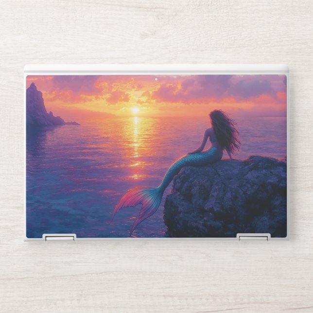 Mermaid Watching a Sunset Art HP Laptop Skin (Front)