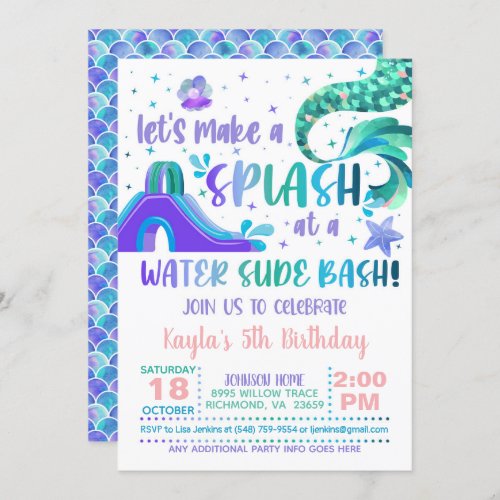 Mermaid Water Slide Birthday Invitation