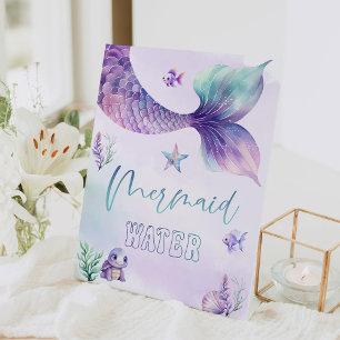 Mermaid water Under the sea birthday pool party Pedestal Sign