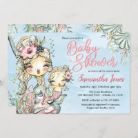 Mermaid Watercolor Baby Shower Invitation