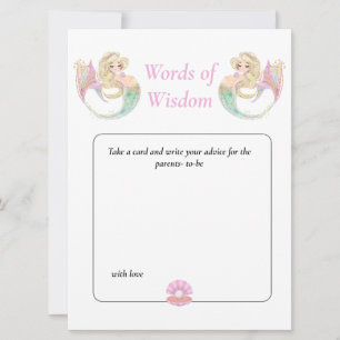 Mermaid watercolor Baby Shower. Wisdom Pink Invit Invitation