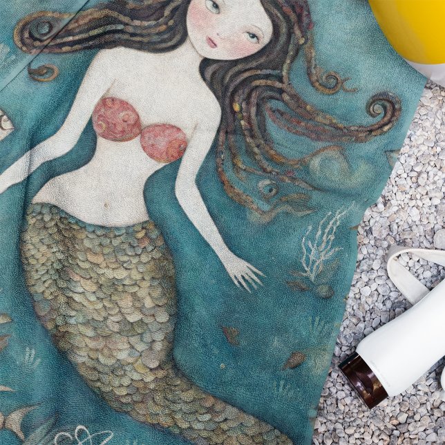 Mermaid Watercolor Beach Towel (Creator Uploaded)